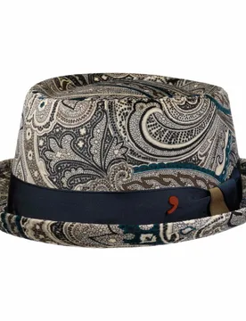 San Remo Pork Pie Hat by Alfonso DEste - beige-blue - Size: XL (60-61 cm) - Alfonso D´Este - FashionsVida