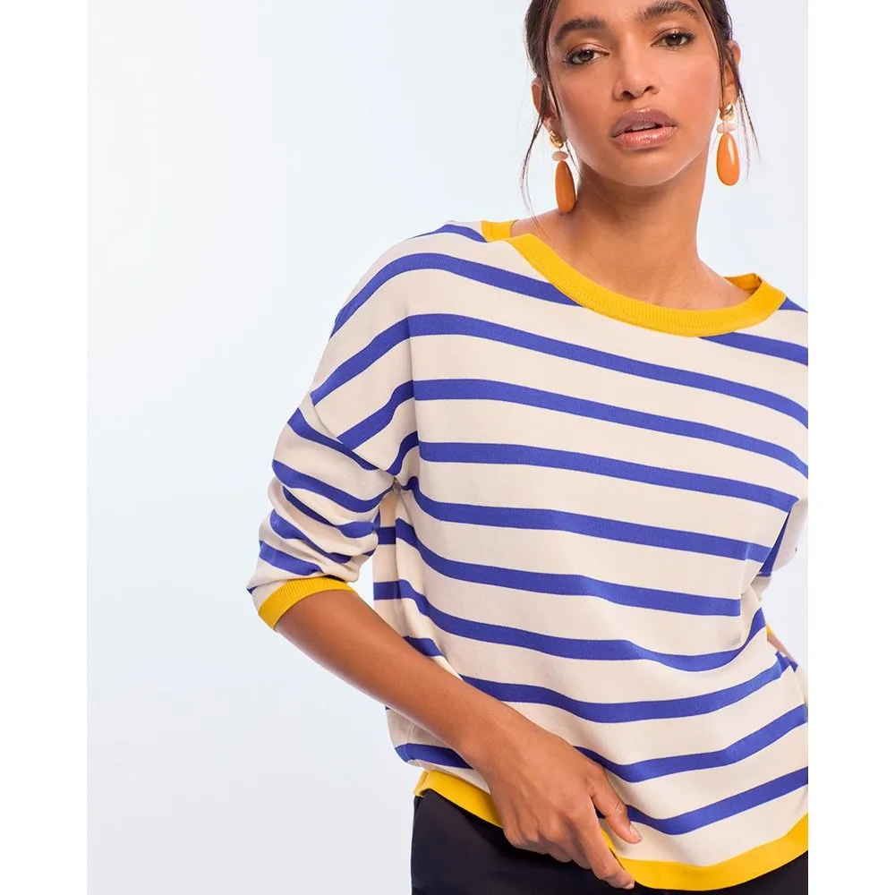 Jersey de mujer a rayas bicolor rib a contraste - Lola Casademunt - FashionsVida
