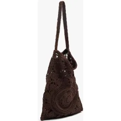 Bolso de hombro 100% algodón de crochet con borlas decorativas