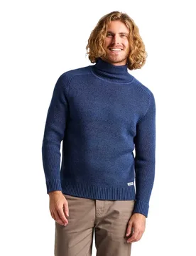 Seawool High Neck Sweater Storm Blue Melange L Men - SLAM - FashionsVida