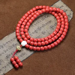 Momo color high-quality imitation coral necklace with straight-cut vintage barrel beads, multi-loop bracelet, DIY sea bamboo swe