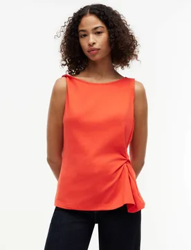 Pure Cotton Knot Front Top Red female - Tommy hilfiger - FashionsVida