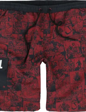 Badeshort - Comic - S - für Männer - Größe S - dunkelrot - EMP exklusives Merchandise! - Männer - male - Marvel - FashionsVida