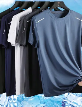 Set de 5 camisetas de secado rápido para hombres, camisetas deportivas informales, ligeras y transpirables de manga corta para entrenamiento y correr - Shein - FashionsVida