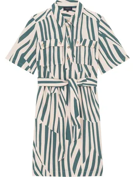 Vestido corto con bolsillos y cintura fruncido - Caroll - FashionsVida