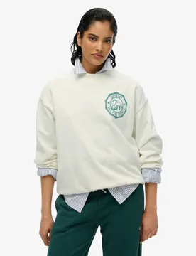 Superdry Damen Lockeres Lo-fi Outdoor Sweatshirt mit Rundhalsausschnitt Creme - Größe: 42 - 64.99 - FashionsVida