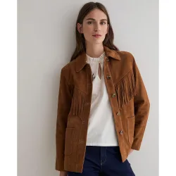 Chaqueta de mujer de piel con flecos