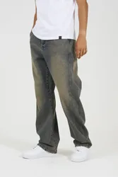 Wide Leg Mens Seam Detail Denim Jeans