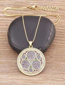 Nidin Combination Round Zircon Inlay Design Gold Plated Charm Bohemian Style Metal Tag Necklace DIY Jewelry Crafts Party Gift - Aliexpress - FashionsVida