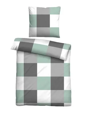 Thermo-Fleece Bettwäsche karo mint, 1x 155x220 cm + 1x 80x80 cm - Castell - FashionsVida