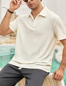 Camisa polo de punto elástica de moda para hombre L - Shein - FashionsVida