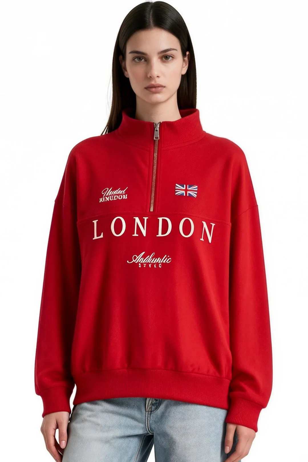 Womens Cotton-Blend Sweatshirt - Red - Size Medium - Busem - FashionsVida