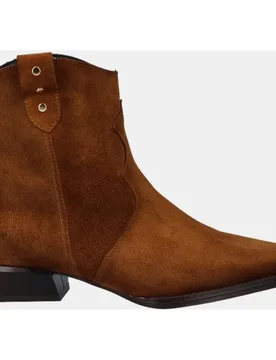 Botín cowboy tacón bajo de mujer en serraje - Viguera - FashionsVida