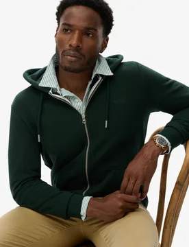 Superdry Herren Essential Logo Zip-hoodie mit Angerauter Innenseite Green - Größe: S - 79.99 - FashionsVida