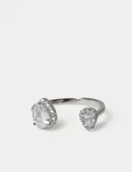 Platinum Plated Double Stone Ring Silver female