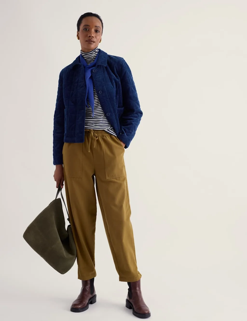 Corduroy Textured Collared Short Jacket Dark Blue female - Seasalt cornwall - FashionsVida