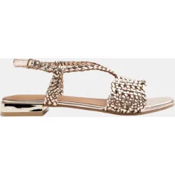 Sandalias piel trenzada brillo