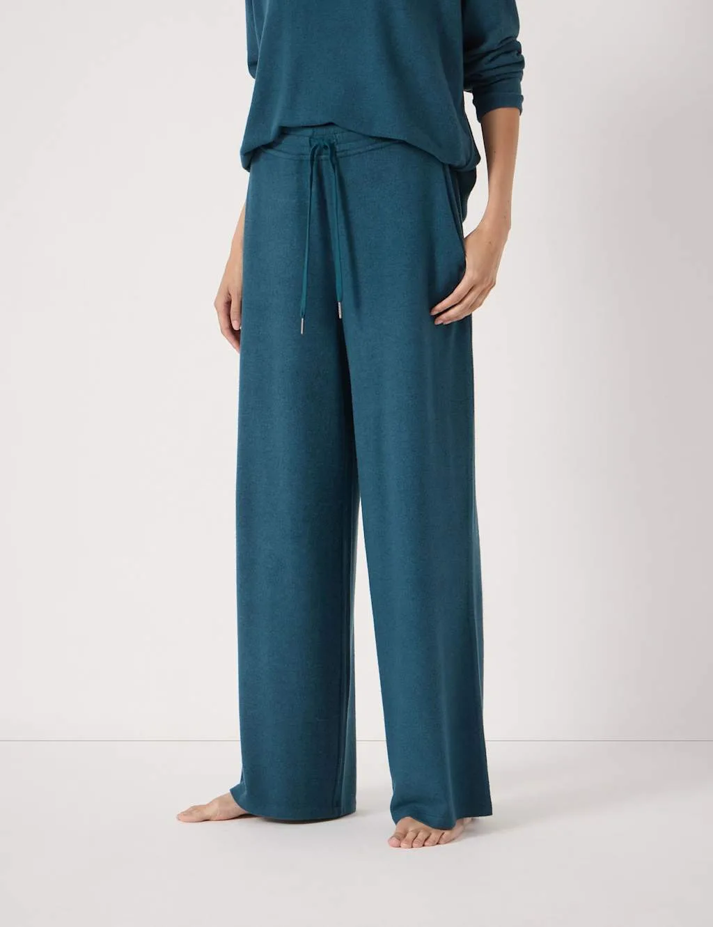 Supersoft Drawstring Wide Leg Joggers Teal Green female - hush - FashionsVida