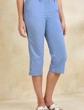 Women's Everyday Straight Leg Cropped Trousers 20.5" (52cm) inside leg in Bright Blue Size: 24 - Bright Blue - Size: 24 - Cotton Traders - FashionsVida