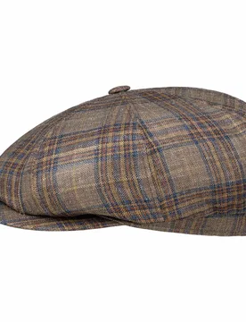 Hatteras Silk Mix Check Flat Cap by - brown - Size: 57 cm - Stetson - FashionsVida