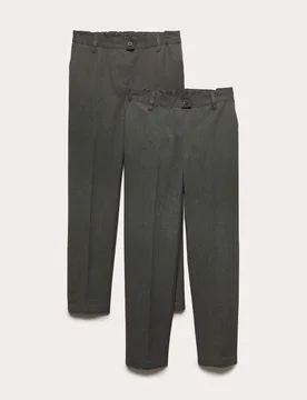 Pack Girls' Regular Leg Longer Length School Trousers (2-18 Yrs) Grey female - M&S - FashionsVida