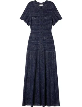 Vestido largo de punto texturizado con strass - sandro - FashionsVida
