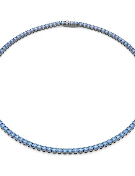 Collana Tennis Matrix, Taglio Round, Blu, Placcato rutenio L - Swarovski - FashionsVida