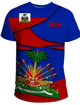 D Print Haiti Emblem Pattern T Shirt For Men Caribbean Island Haitian Flag Print T-Shirts Casual O-neck Short Sleeve Tees Tops - Aliexpress - FashionsVida