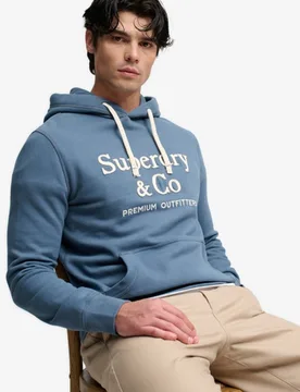 Superdry Herren Company Logo Kapuzenpullover mit Lockerer Passform Blue - Größe: S - 79.99 - FashionsVida