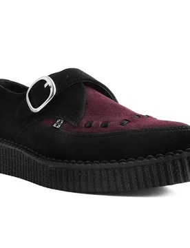 Rockabilly Creepers - Pointed Creeper Buckle - EU41 bis EU46 - für Männer - Größe EU45 - schwarz/burgund - Männer - male - T.u.k. - FashionsVida