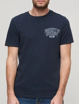 T-shirt à Manches Courtes Athletic College Graphic Eclipse Navy Slub L - Superdry - FashionsVida