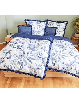 Rüschen-Bettwäsche 2-tlg. blau - Eldo - FashionsVida