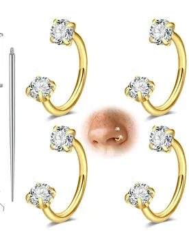 Pcs Stylish C-shaped Nose Rings Set Hypoallergenic Stainless Steel Earrings Horse Shoe Zirconium Stones Lip Stud Men Jewelry - Aliexpress - FashionsVida
