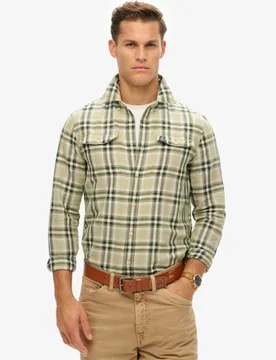 Superdry Herren The Merchant Store - Karohemd aus Leinen Green - Größe: M - 94.99 - FashionsVida