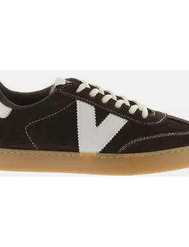 Zapatillas de serraje de mujer con piezas en contraste y suela color caramelo - Victoria - FashionsVida