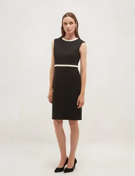Colour Block Knee Length Shift Dress Black Mix female - Hobbs - FashionsVida