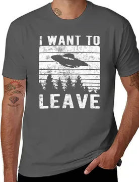 Alien UFO I Want To Leave Funny Sayings Distressed T-Shirt Plus Size Workout Short Sleeve Top - Aliexpress - FashionsVida