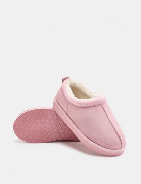 Kids' Faux Fur Lined Slippers (9 Small - 7 Large) Pink male - M&S - FashionsVida