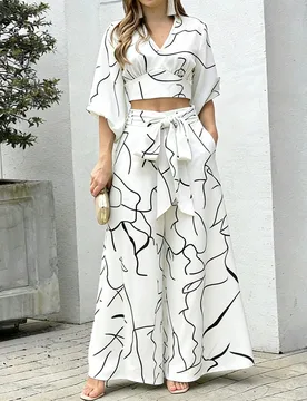 Conjunto de 2 piezas de cinturón casual elegante con patrón geométrico para mujer, blanco para primavera/verano XL - Shein - FashionsVida