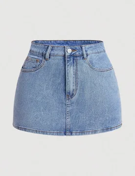 Falda mini de mezclilla con decoración de lazo para verano L - Shein - FashionsVida