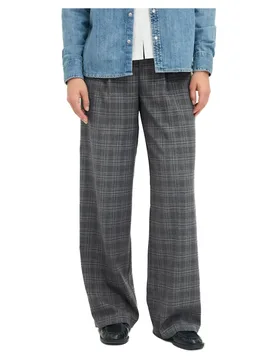 Pantalon Taille Haute Ellis Wide Leg Dark Grey Melange / Check XL - Jjxx - FashionsVida