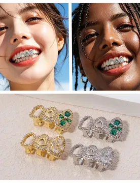 Iced Out Open Heart Grillz Teeth Jewelry Hip Hop Mouth Accessories Gold Silver Plated Fashion Tooth Cover Men Women Streetwear - Aliexpress - FashionsVida