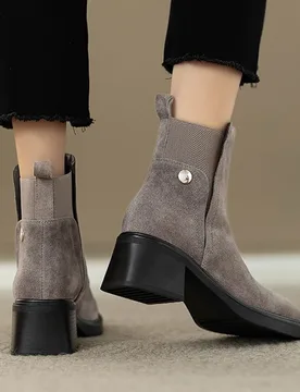 High Heels Women Ankle Chelsea Boots Elegant Chunky Shoes 2025 Winter Suede Short Boots Brand Pumps Comfort Mujer Snow Botas - Aliexpress - FashionsVida