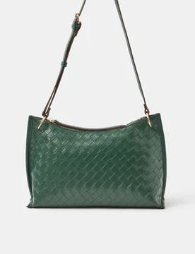 Faux Leather Woven Cross Body Bag Green female - Accessorize - FashionsVida