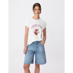 Camiseta de mujer de manga corta con estampado y mensajes