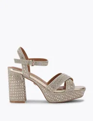 Sparkle Platform Block Heel Sandals Gold female