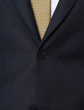 Traje de hombre regular de lana en azul oscuro - Wickett Jones - FashionsVida