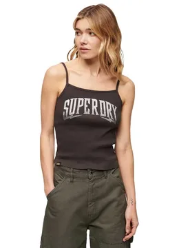 T-shirt Sans Manches Retro Rocker Graphic Rib Carbon Grey S-M - Superdry - FashionsVida