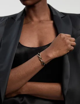 Women's Chain Link Leather Bracelet in Gold - Gold - Size: One Size - Karen millen - FashionsVida
