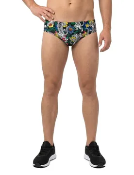 Flowers-and-tigers Wp Swimming Brief Black 4XL Men - TURBO - FashionsVida